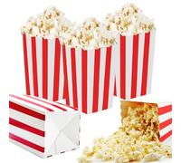 XFentech 15 Pieces Popcorn Boxes - Cardboard Popcorn Bags Classic Red & White Striped Paper Mini Popcorn Box Small Snacks Container for Festivals Parties Birthday Candies Popcorn Nuts Chocolates