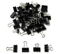 XFentech 45pcs Binder Clips - 25mm Black Metal Bulldog Clips Office Paper Clip Foldback Clips Clamps for Paperwork Extra-Strong Grip Clips for Office School Home