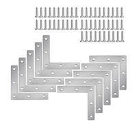 XFentech 5-12 Pieces Stainless Steel Flat Corner Brace - L Shape Repair Joining Mending Flat Plate Bracket with Screws, with Screws, 80 * 80mm