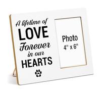 XFFJGVR Dog Memorial Gifts for Loss of Dog Picture Frame, Pet Memorial Gifts for Dogs, Sympathy Gift for Cat Pet Lovers, A Lifetime of Love Forever in Our Hearts Wood Photo Frames, 4 x 6 Inch Photo