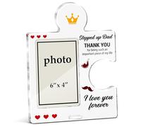 XFFJGVR Stepped up Dad Gifts Picture Frame, Stepdad Stepfather Gift from Stepdaughter Stepson for Birthday Christmas Fathers Day Acrylic Puzzle Piece Desktop Photo Frames, Vertical 6 x 4 Inch Photo
