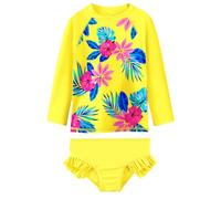 XFGIRLS Girls UPF50+ Long Sleeve Two Piece Swimsuit Set, Rash Guard, 12M-6A