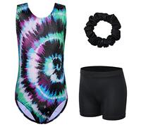 XFGIRLS Sleeveless one-piece underpants for girls aged 3 to 16 years old gymnastics tights ballet costumes dance costumes, Blue purple, 9-10 Years