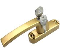 xfhTRUdrt Window Door Handle Aluminum Spiral with Key Linkage Lock(Gold,The Length of the Fork is 27 mm)