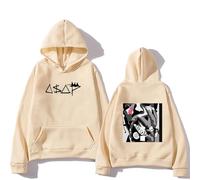XFICSD Hoodies A$AP Rocky Sweatshirt Pullover Cartoon Print Loose Sweatshirt, Casual Men's and Women's Hooded Sweatshirt Fashion Long-sleeved Tops-khaki||S