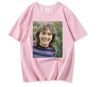 XFICSD T-shirt David Cassidy Short-sleeved Men's and Women's Cartoon Print Shirt, Comfortable and Casual Round Neck Top, Fashionable Loose Short Sleeve-Pink||S