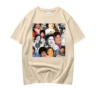 XFICSD T-shirt Patsy Cline Short-sleeved Women's Casual Loose Round Neck Top, Men's Fashionable Cartoon Printed Shirt Comfortable Casual Short Sleeve-khaki||4XL