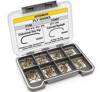 XFISHMAN Fly Hooks for Fly Tying Dry Wet Nymph Flies Curved Fishing Hooks 10# ~16# Assortment Pack of 240 Hooks with Box…