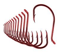 XFISHMAN Octopus Hook Circle Hooks Freshwater Red 100-Pack (Size: 4, Reversed Point, Up-Turned Eye, High Carbon Steel)