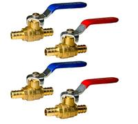 XFITTING 4 Pieces 1/2" Pex Ball Valve Hot & Cold, 24-2-1&2=4X (4 Packs)
