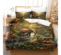 XFKLYNVCJ 3D Print Duvet Cover Set Jungle Animals Bedding Quilt Cover Microfiber with Zipper Closure Comforter Cover with Pillow3 Pcs for Kids Teens Adults Single（140x200cm）