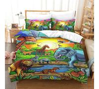 XFKLYNVCJ 3D Printed Jungle Animals Duvet Cover with Pillowcases Bedding Set with Zipper 3pcs Soft Microfiber Quilt Cover Set Single（140x200cm）