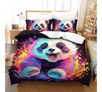 XFKLYNVCJ 3D Printed Quilt Cover Panda 3 Pieces Bedroom Bed Bedding Set Soft Easy Care with Zipper Closure，Pillowcases for Kids Girls Boys Adults Bedroom Single Double（200x200cm）