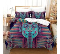 XFKLYNVCJ Egyptian Pharaoh 3D Printing 100% Microfiber Quilt Cover with Zipper Closure Home Bedding Cover Sets for Women & Men’s Child Bedroom, Guestroom Super King（260x220cm）