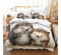 XFKLYNVCJ Hedgehog 3D Printed Duvet Cover Set with Hidden Zipper Bedding Microfiber Comforter Cover with Pillowcase for Kids Boys Adult Easy Care Double(200x200cm)