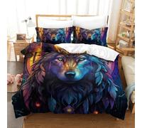 XFKLYNVCJ Wolf Duvet Cover Sets 3 PCS Hotel Quality Quilt Cover Bedding Set Bed Covers with Pillowcases with Zipper Closure Ultra Soft Hypoallergenic Microfiber Double（200x200cm）