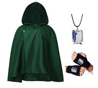 XFKUALV Anime Shingeki-no-Kyojin Cape Attack-on-Titan Cosplay Costume Green (with Gloves Necklace) (XL)