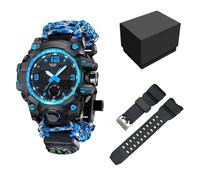 XFLHXY 23-in-1 Survival Military Digital Watch, Mens Tactical Multi-Functional and Adjustable Wristband Outdoors Waterproof Sports Dual Dial Watches with Compass Paracord Band(Color5)