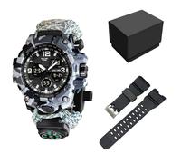 XFLHXY 23-in-1 Survival Military Digital Watch, Mens Tactical Multi-Functional and Adjustable Wristband Outdoors Waterproof Sports Dual Dial Watches with Compass Paracord Band(Color11)