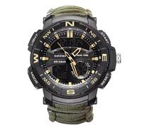 XFLHXY 23-in-1 Tactical Survival Watch for Men, Multifunctional Outdoors Waterproof Survival Watches, Adjustable Wristband with Compass Paracord Band(Color1)