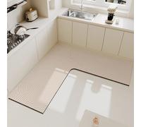 XFLHXY Corner Sink Kitchen Mat, 1-Piece L Shaped Rug for Kitchen, Super Absorbent Kitchen Floor Mats, Anti-Slip for Hallway, Laundry, Bathroom(Color5,120x120x45cm)