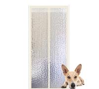 XFLHXY Insulated Magnetic Thermal Door Curtain, Semi-Transparent Squares Pattern, Close Automatically Tightly Hands Free, for Kitchen, Bedroom, Air Conditioner Room(Clear,95 * 220cm)