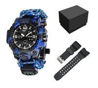 XFLHXY Mens Tactical Military Digital Watch, 23-in-1 Survival Multi-Functional Army Outdoors Waterproof Camouflage Sports Watches Dual Display Analog LED Electronic Wristwatches(Color12)