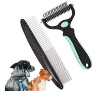 XFLHXY Pet Dematting Tool 2 Pack Double Sided Undercoat Rake & Dematting Comb for Cats and Dogs for Detangling Matted or Knotted Undercoat Hair(Green,L)