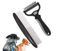 XFLHXY Pet Dematting Tool 2 Pack Double Sided Undercoat Rake & Dematting Comb for Cats and Dogs for Detangling Matted or Knotted Undercoat Hair(Grey,S)