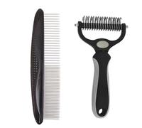XFLHXY Pet Dematting Tool 2 Pack Double Sided Undercoat Rake & Dematting Comb for Cats and Dogs for Detangling Matted or Knotted Undercoat Hair(Grey,S)