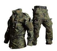 XFLHXY Russian Camouflage Tactical Suit, Men's Tactical Trouser Combat Shirt Suits, Windproof Spring and Autumn Coat, for Airsoft Paintball Hunting(3XL)