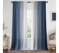 XFLINGBAO Blue Curtains 84 Inch Length 2 Panel Set Blue White Ombre Curtains for Living Room Bedroom Farmhouse Ombre Light Filtering Window Curtain Modern Gradient Drapes