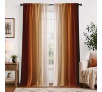 XFLINGBAO Burnt Orange Curtains 84 Inch Length for Living Room 2 Panel Set Burnt Orange and Terracotta Window Curtain Rust Orange Ombre Gradient Light Filtering Curtains Modern Abstract Drapes
