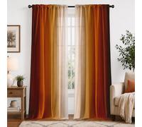 XFLINGBAO Burnt Orange Curtains 84 Inch Length for Living Room 2 Panel Set Burnt Orange and Terracotta Window Curtain Rust Orange Ombre Gradient Light Filtering Curtains Modern Abstract Drapes