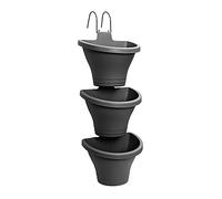 XFLOFE 3 Packs Rail Planter, 9.4in Plastic Vertical Hanging Wall System with Tray and Drainage Hole, Balcony Fence Flower Pot for Indoor Outdoor Plants, Home Garden Decor
