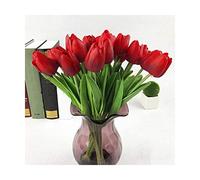 XFLSDHGD 10Pcs Artificial Tulips 34cm Tall Plastic Fake Flowers Plants Flower Arrangements Wedding Bouquets Table Centerpieces Home Garden Party Decoration - Without Vase