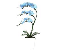 XFLSDHGD 15" Artificial Phalaenopsis w/Porcelain Vase Indoor Silk Orchid Fake Plants in Pot Faux Flowers Arrangements for Living Room Table Centerpieces Home Decor