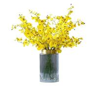 XFLSDHGD Artificial Flowers Beautifully Artificial Flowers Artificial Silk Oncidium Hybridum Dancing Orchid Fake Flower Vase Set Faux Flowers