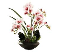 XFLSDHGD Artificial Orchid Flowers w/Ceramic Vase Simulation Phalaenopsis Bouquet Bonsai Fake Silk Flowers Potted Plants Home Decor Table Centerpiece Bathroom Ornaments
