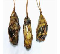 XFLSDHGD Big Stone Pendant Rope Wrapped Raw Quartz Stone Charm Necklace Handmade DIY Jewelry Vintage