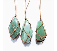 XFLSDHGD Big Stone Pendant Rope Wrapped Raw Quartz Stone Charm Necklace Handmade DIY Jewelry Vintage
