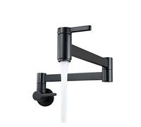 XFLSDHGD Brass Double Switch Basin Faucet Kitchen in-Wall Foldable Single Cold Tap Mop Sink Extension Pot Filler Faucet Gold Black Chrome (Color : Brushed Gold)