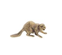 XFLSDHGD Brass Otter Miniature Statue,Metal Beaver Sculpture Desktop Ornament Home Bonsai Micro Landscape Decr Accessories