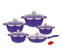 XFLSDHGD Cooking Pot, Nonstick Cookware Sets Cooking Pots and Pans with Glass Lids,Marble Coated Aluminium Home Kitchenware with Saucepans,Frying Pan,Stock Pot,10 Piece (Gold Variety Pack) vision