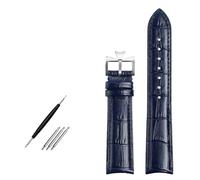 XFLSDHGD Curved End Genuine Leather Bracelet Blue cowhide watch strap for vc watchband 19mm 20m 21mm 22mm watchband