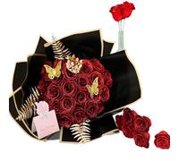 XFLSDHGD Exotic Dried Flower Bouquet 36 Pack DIY Glitter Roses Bouquet,Spring Beautiful Artificial Rose Bouquet for Graduations Wedding Anniversary Birthday(Lilac)