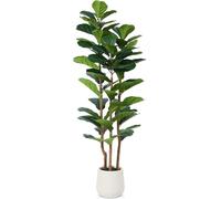 XFLSDHGD Exotic Dried Flower Bouquet Artificial Fiddle Leaf Fig Tree, Lush 5/6/7ft Tall Fake Tree for Home Decor Porch Decoration, Bedroom Decoration, Dining Table(5FT)