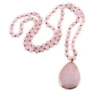 XFLSDHGD Fashion Bohemian Jewelry Natural Stone Knotted Stone Matching Drop Pendant Necklaces Women Beaded Necklace