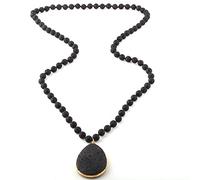 XFLSDHGD Fashion Bohemian Jewelry Natural Stone Knotted Stone Matching Drop Pendant Necklaces Women Beaded Necklace