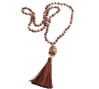 XFLSDHGD Fashion Bohemian Tribal Jewelry Natural Stones Long Knotted Moon Stone Tassel Necklaces Women Necklace